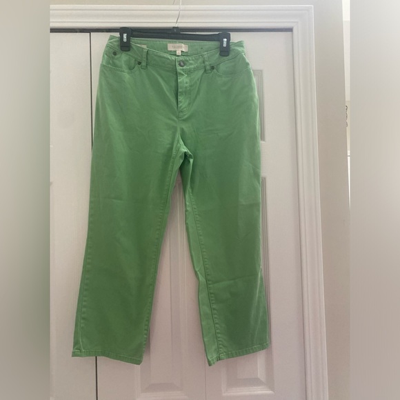 Talbots Pants - EUC Talbots crop pants style curvey size 6 denim material green color